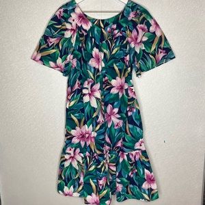 Hilo Hattie Hawaiian VTG‎ MuuMuu House Dress Hawaii Floral Orchids Size Medium